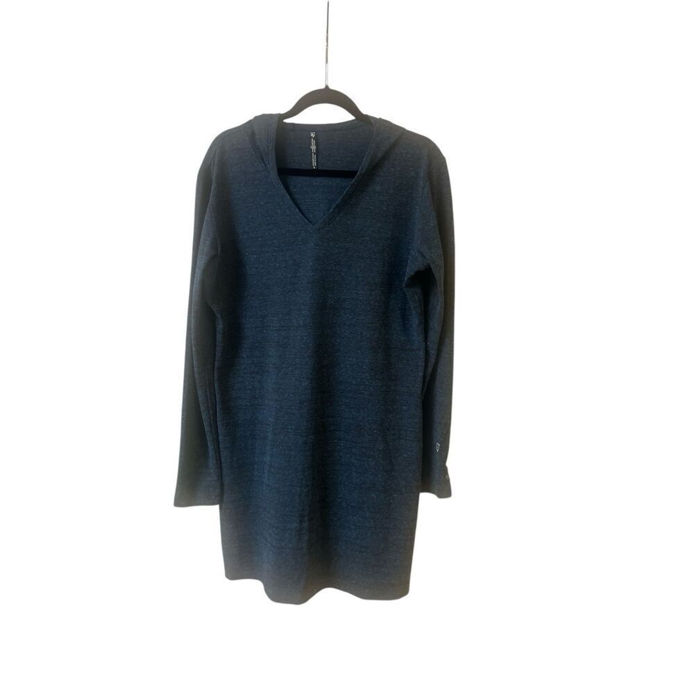 Kuhl v-neck hooded pullover dress heathered teal sz Large
